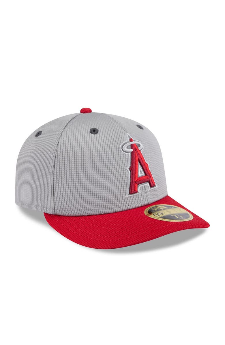 New Era Men's New Era  Gray/Red Los Angeles Angels 2025 Batting Practice Low Profile 59FIFTY Fitted Hat, Alternate, color, 