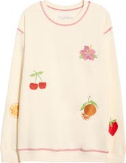 GOLDEN HOUR Fruit Embroidery Fleece Sweatshirt
