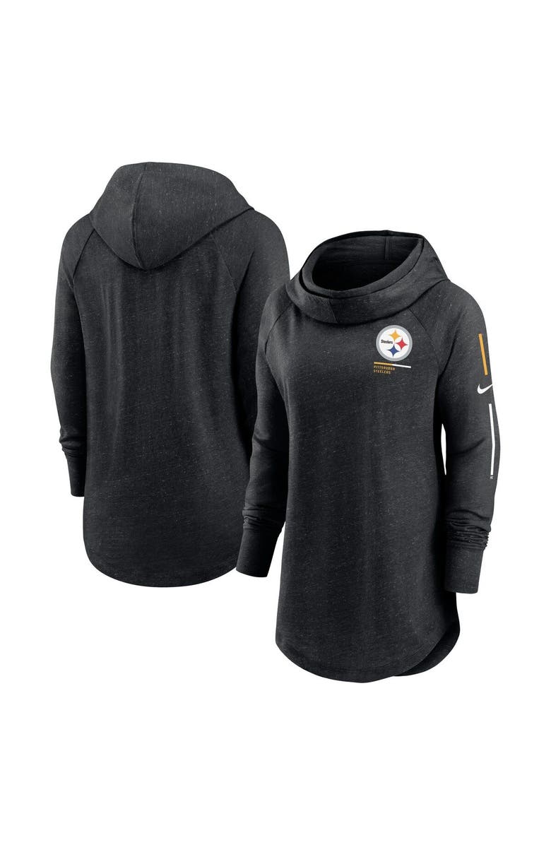 Nike Women's Nike Black Pittsburgh Steelers Minimal Statement Lightweight Raglan Funnel Neck Pullover Hoodie, Main, color, 