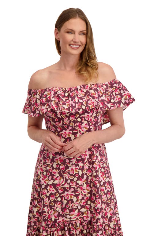 Laundry By Shelli Segal Emily Off The Shoulder Ruffle Cotton High-low Dress In Multi