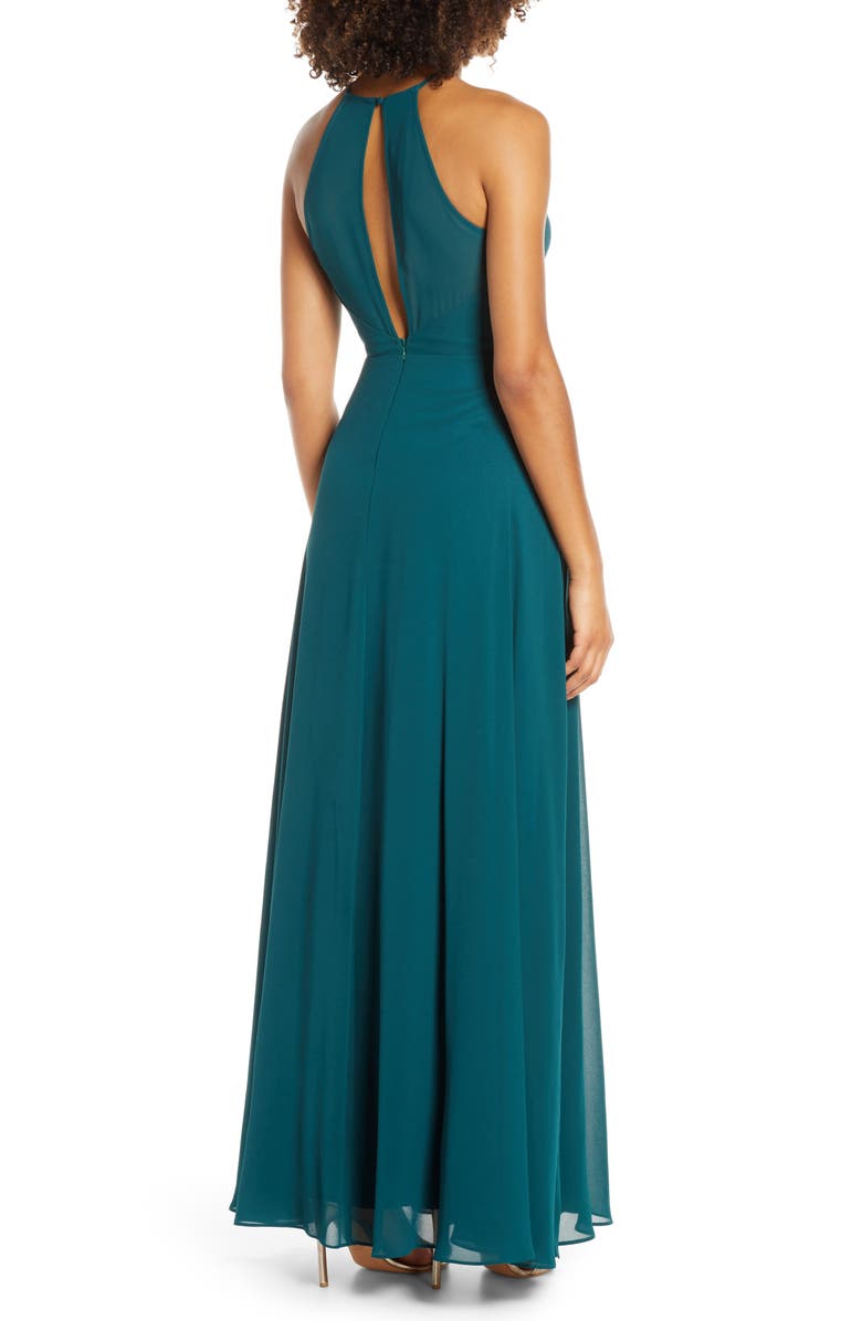 Lulus Night of Romance Halter Neck Chiffon Gown, Alternate, color,