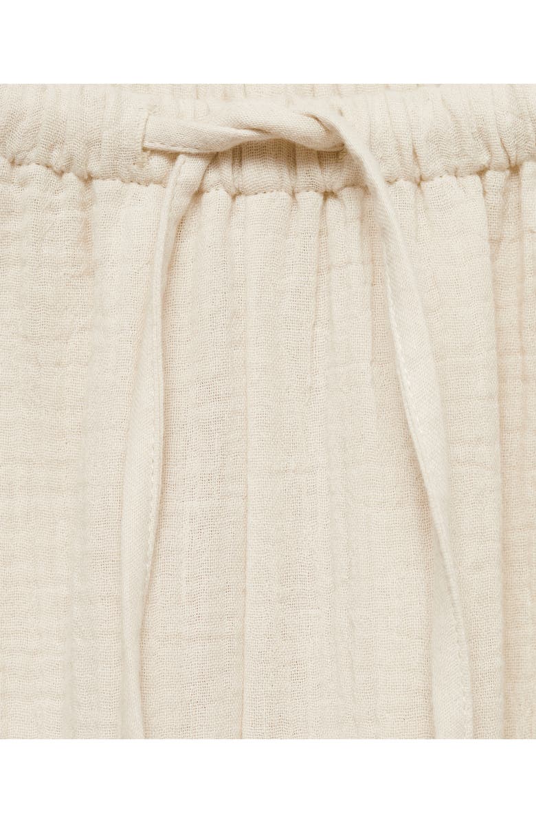 MANGO Cotton Wide Leg Pajama Pants, Alternate, color, Beige