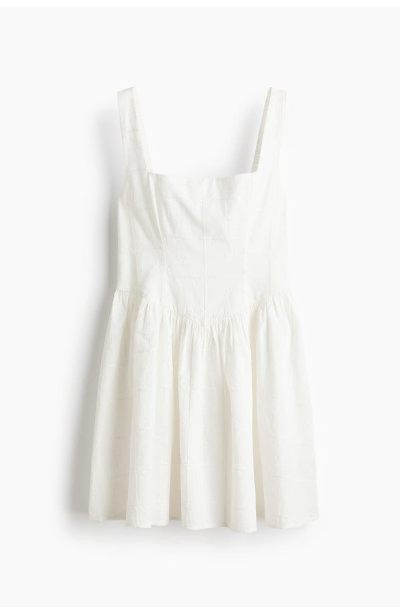 H&M Embroidered Flared-skirt Dress, Alternate, color, White
