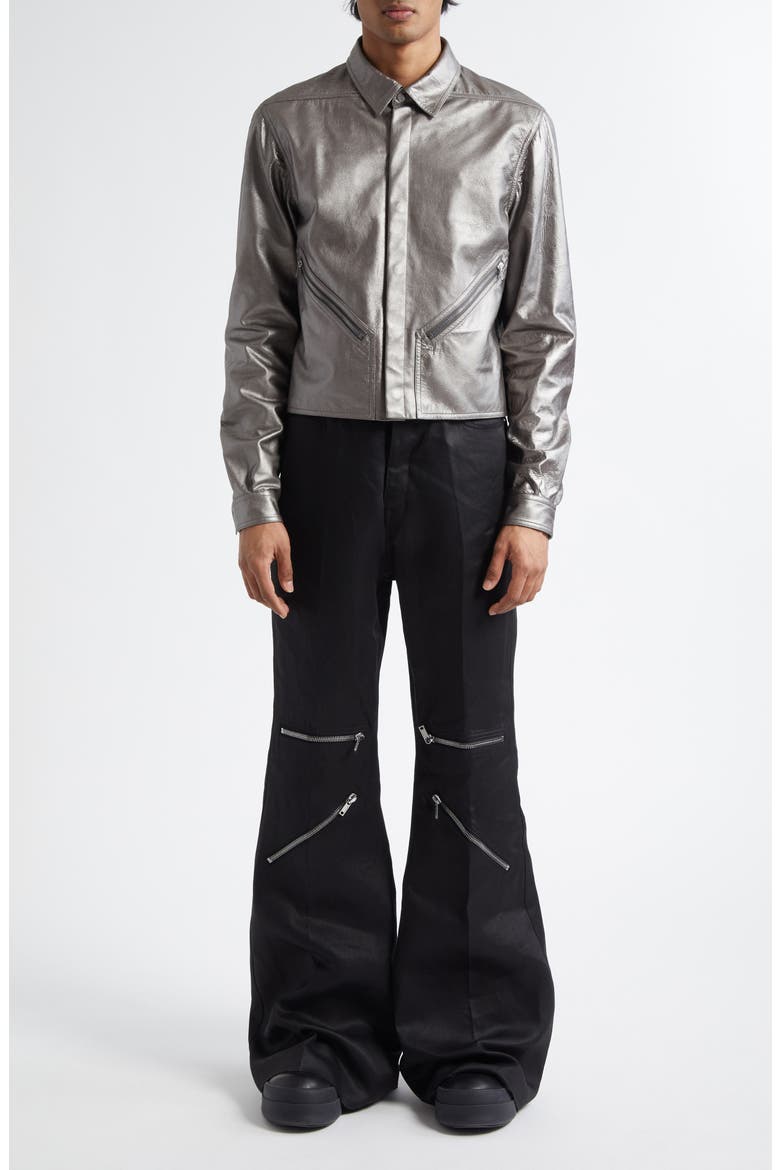 Tour Alice Metallic Leather Jacket, Alternate, color, GUNMETAL