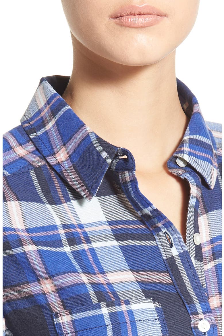 Plaid Flannel Shirt, Alternate, color, BLUE MARINE JENNA PLAID