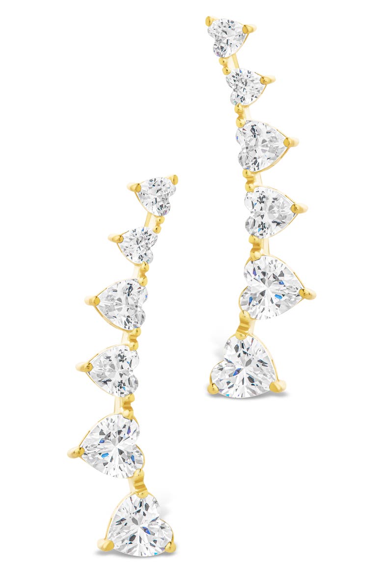 Jillian Cubic Zirconia Heart Threader Earrings, Alternate, color, GOLD