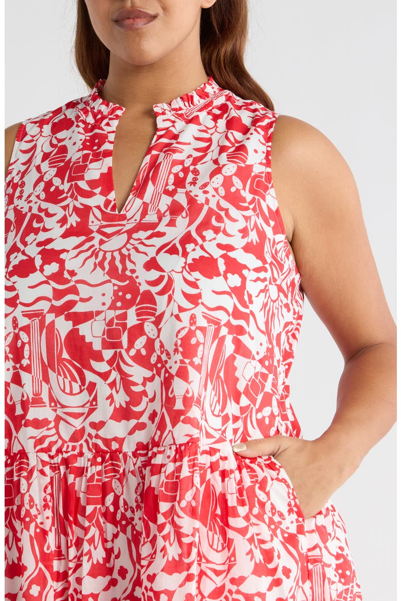 Aster Loly Cotton Trapeze Dress, Alternate, color, WHITE-RED