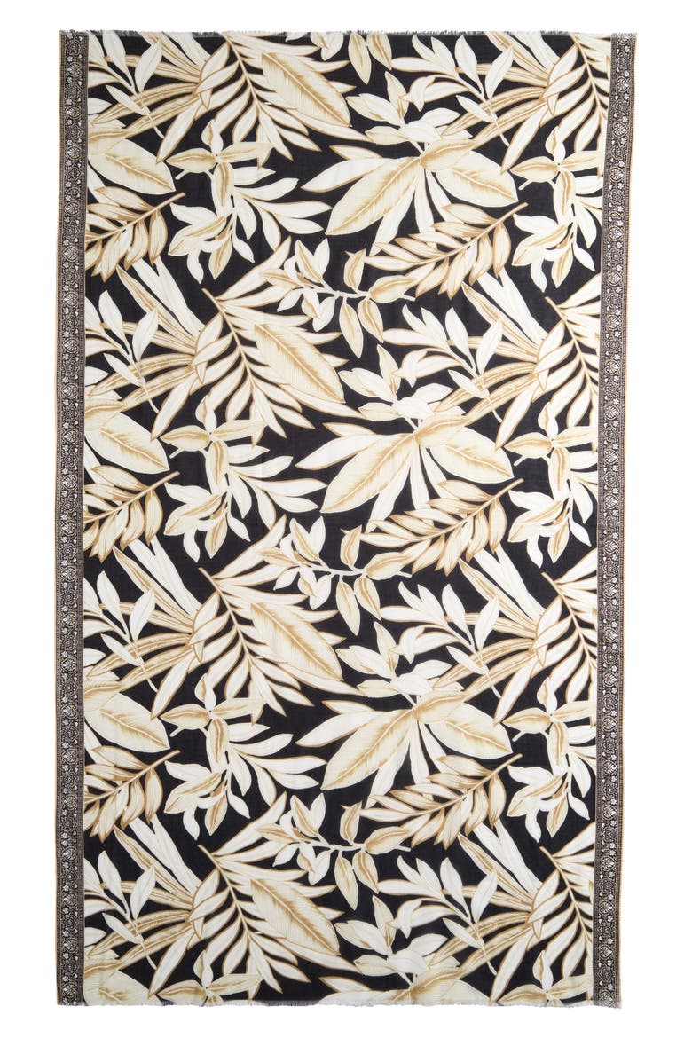 Golden Palm Scarf, Alternate, color, BLACK