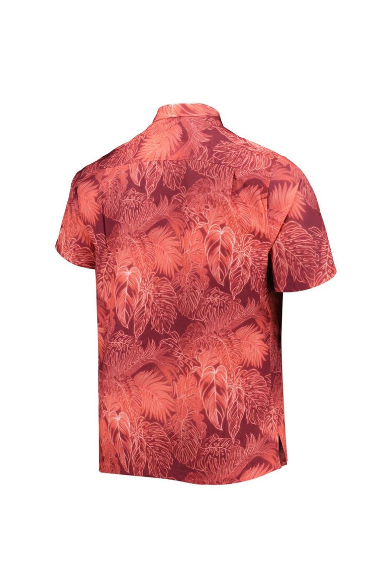 Men's Tommy Bahama Cardinal Arizona Cardinals Big & Tall Bahama Coast Luminescent Fronds Camp IslandZone Button-Up Shirt, Alternate, color, Red