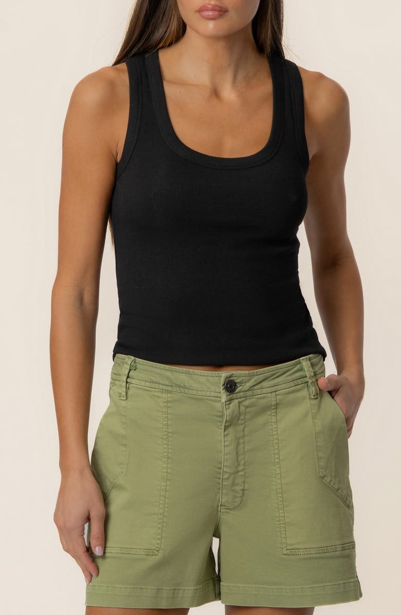 KUT from the Kloth Anastasia Stretch Cotton Blend Rib Tank, Main, color, Black