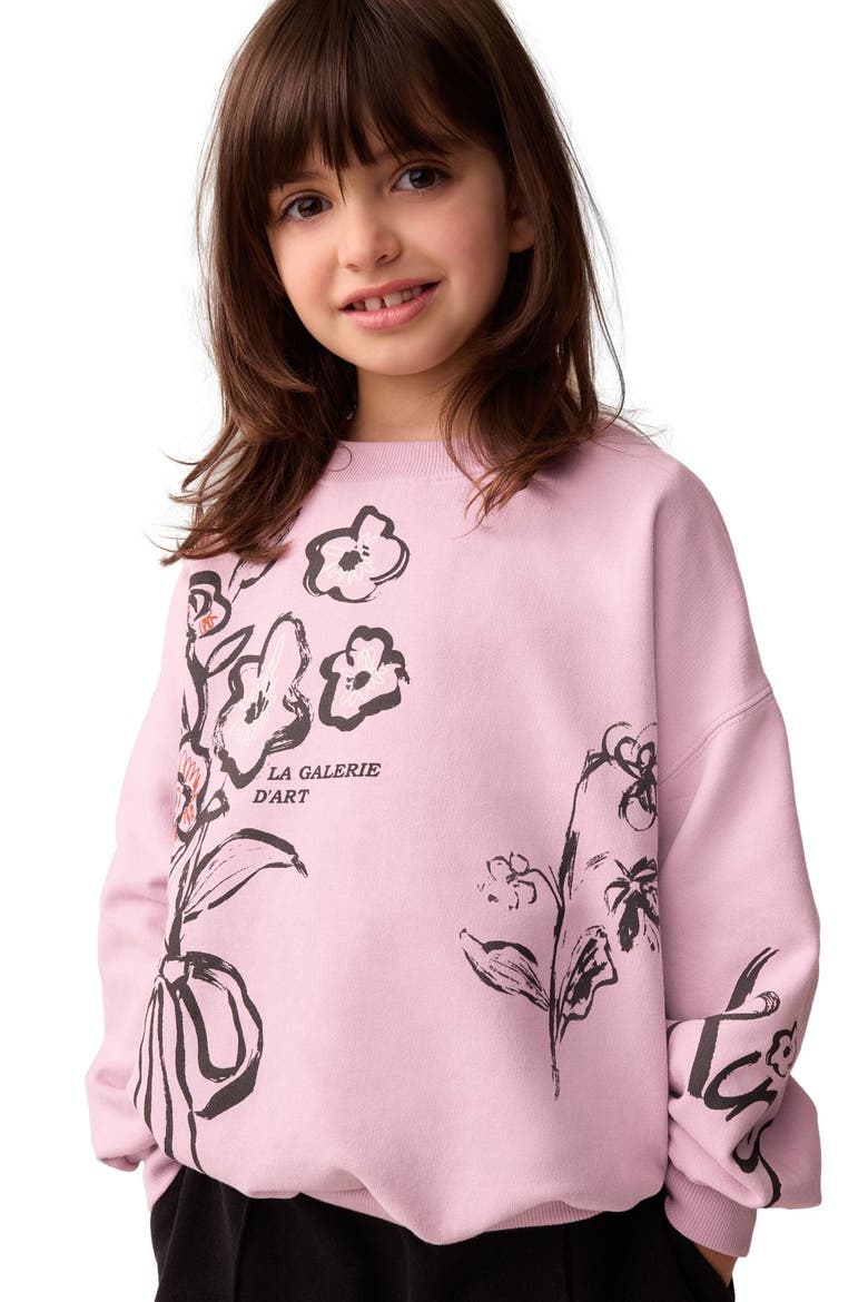 Kids' Floral Cotton Graphic Sweatshirt, Alternate, color, PINK