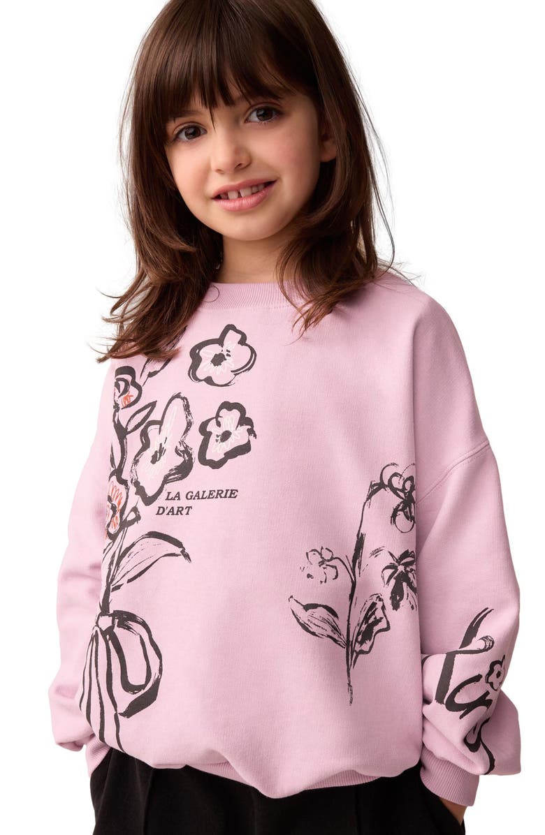 NEXT Kids' Floral Cotton Graphic Sweatshirt, Alternate, color, Pink