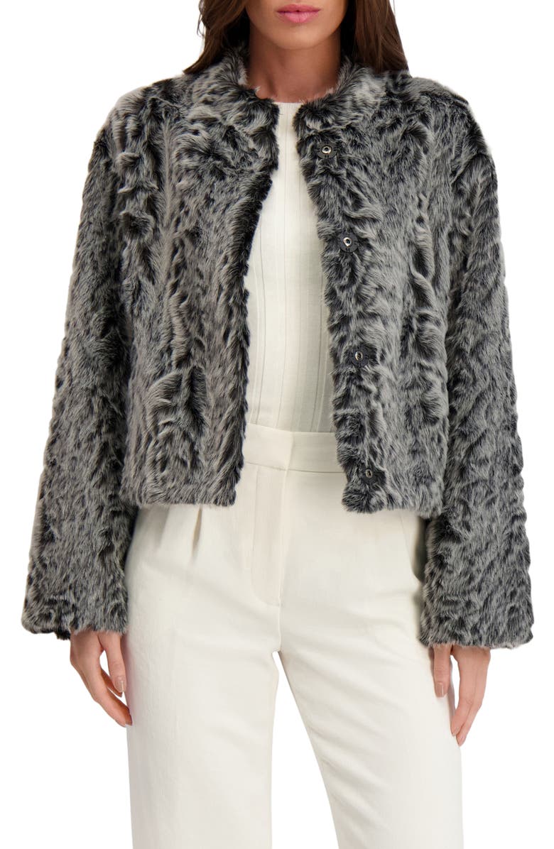 Lyla Grant Fur-Free Lamb (Faux Fur) Jacket, Alternate, color, Black Snowtop
