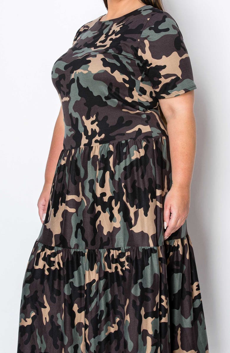 L I V D Remi Camo Tiered Maxi Dress, Alternate, color, 