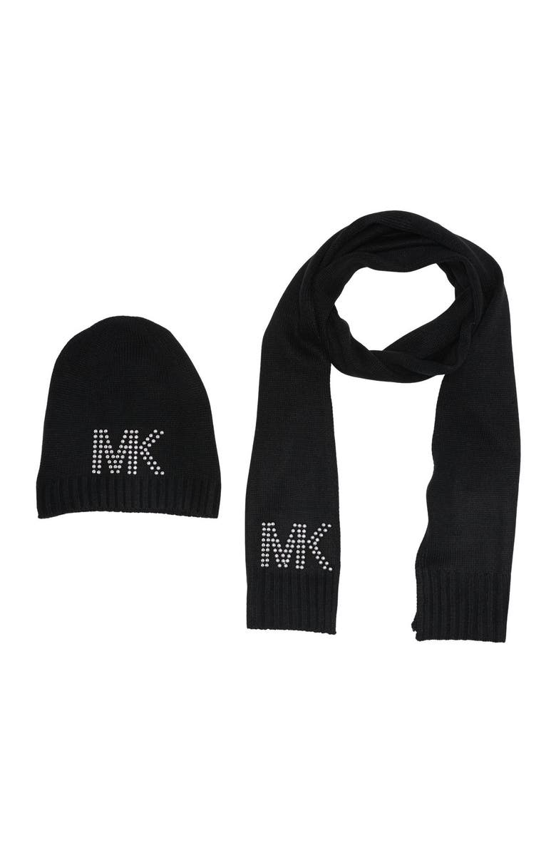 Michael Kors Studded MK Hat & Muffler Set, Main, color,