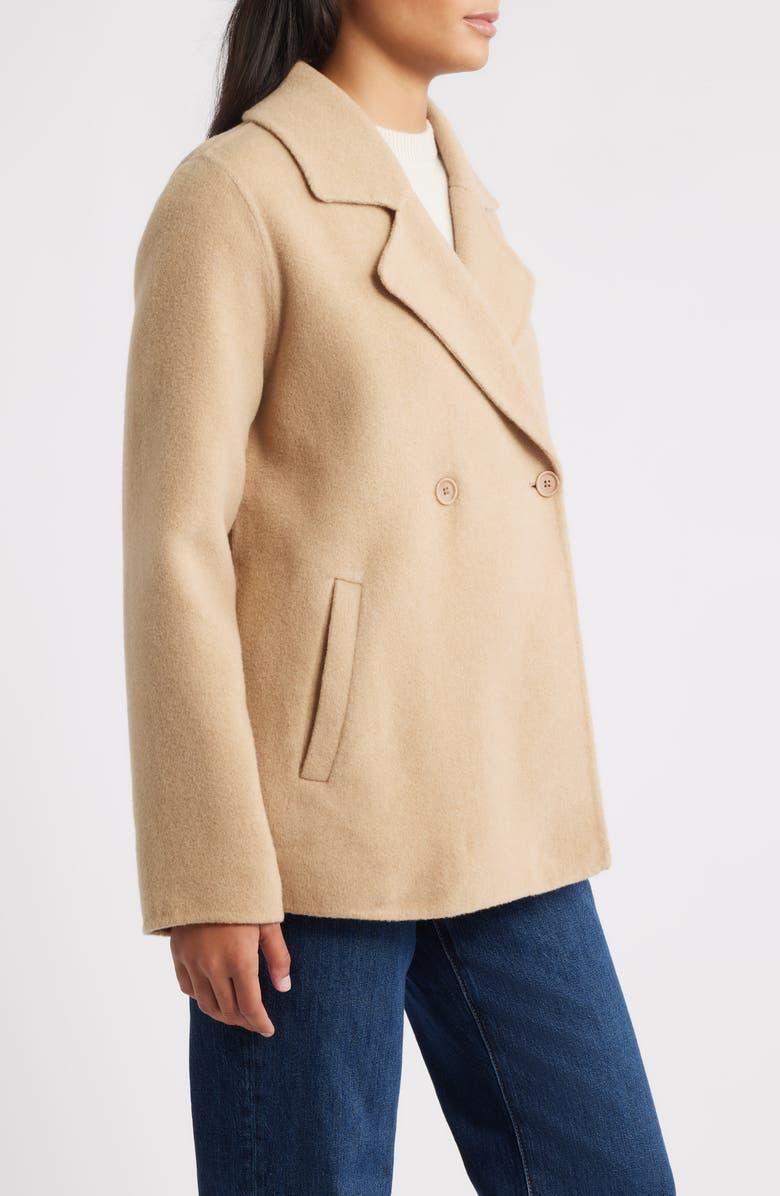Eileen Fisher Double Breasted Wool Trench Coat, Alternate, color, Biscuit