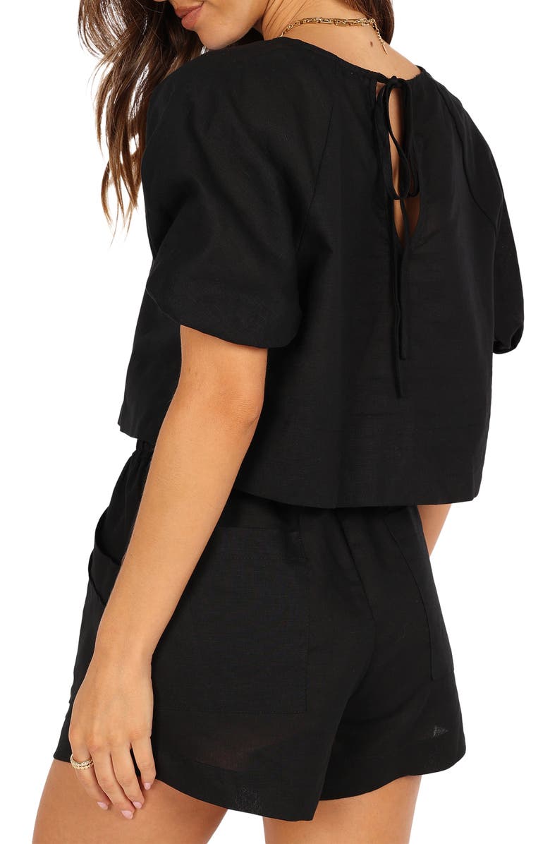 Petal & Pup Chelsey Linen Blend Shirt & Shorts Set, Alternate, color, Black