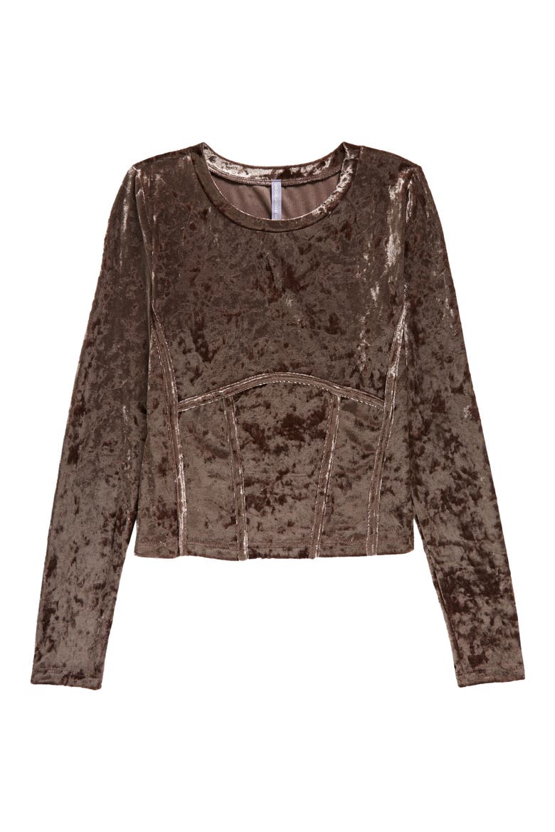 Kids' Corset Velvet Top, Main, color, TAUPE
