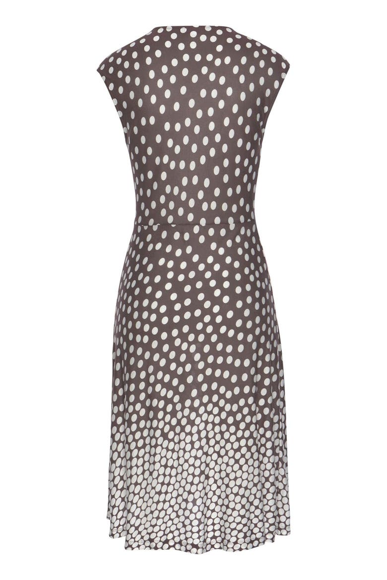 Polka Dot V-Neck Dress, Alternate, color, Brown Multi
