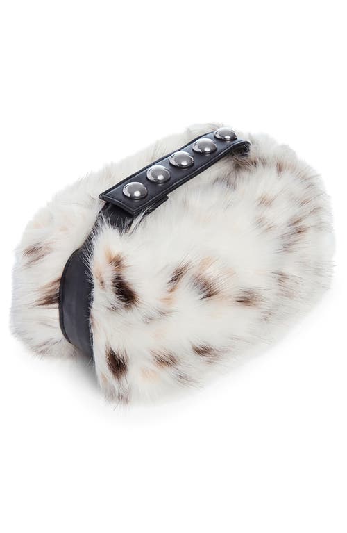 Apparis Marfa Snow Leopard Top Carry Handle Faux Fur Pouch In Multi
