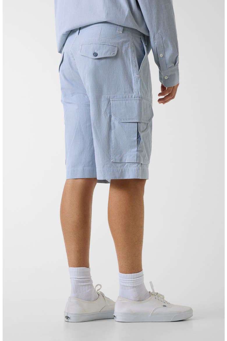 Stripe Cargo Denim Shorts, Alternate, color, DARING OCEAN/ WHITE