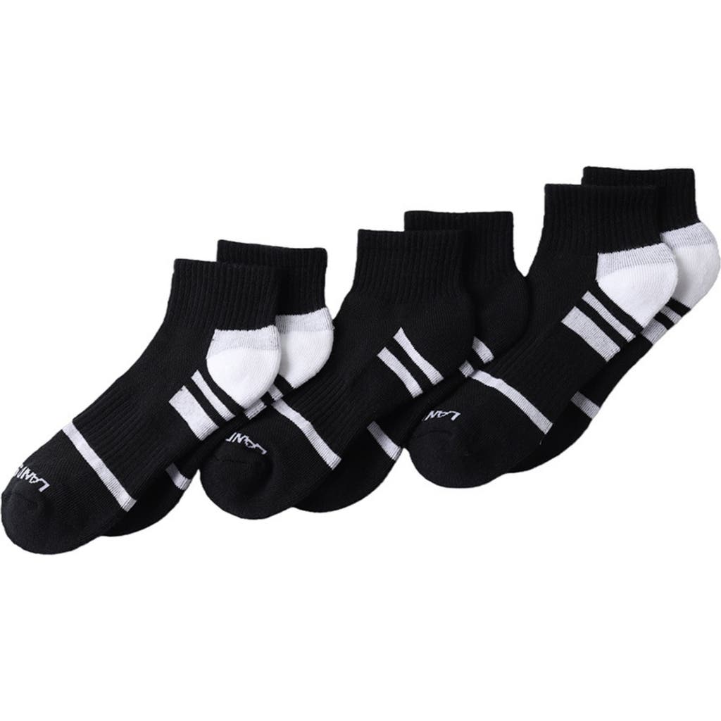 Lands' End 3-Pack Half Cushion Performance Quarter Socks in Black-White at Nordstrom