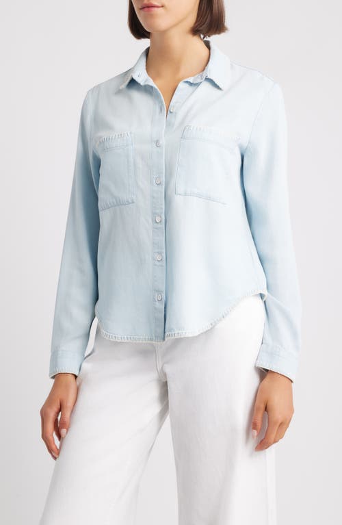 Cloth & Stone Blanket Stitch Accent Button-up Shirt In Blue