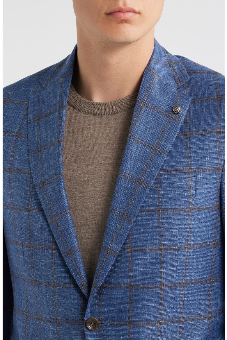 Hampton Blue Deco Plaid Wool & Silk Blend Sport Coat, Alternate, color, BLUE