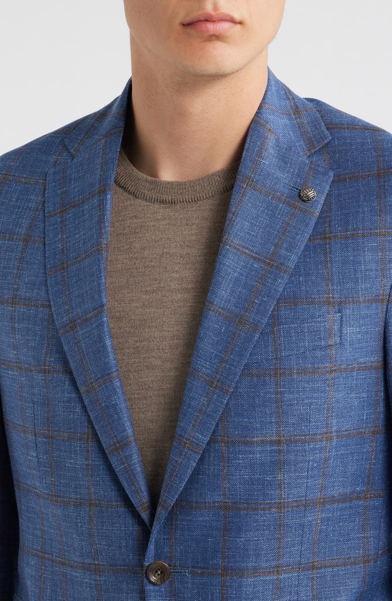 Jack Victor Hampton Blue Deco Plaid Wool & Silk Blend Sport Coat, Alternate, color,