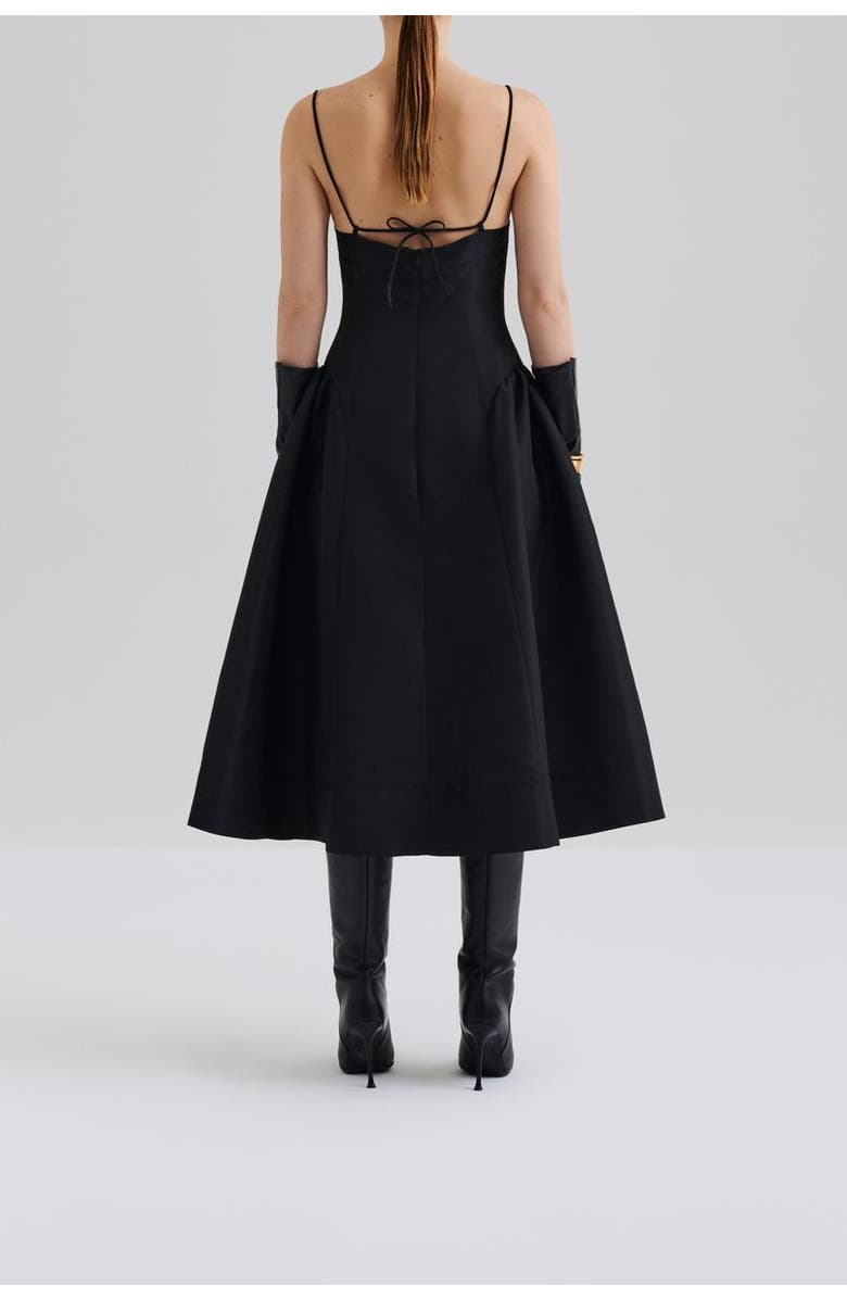 Malina Calista Exaggerated Hip Midi Dress, Alternate, color, Black