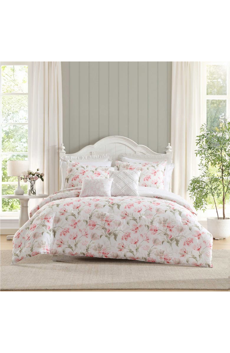 Laura Ashley Gosford Cotton Comforter Set, Alternate, color, Pink