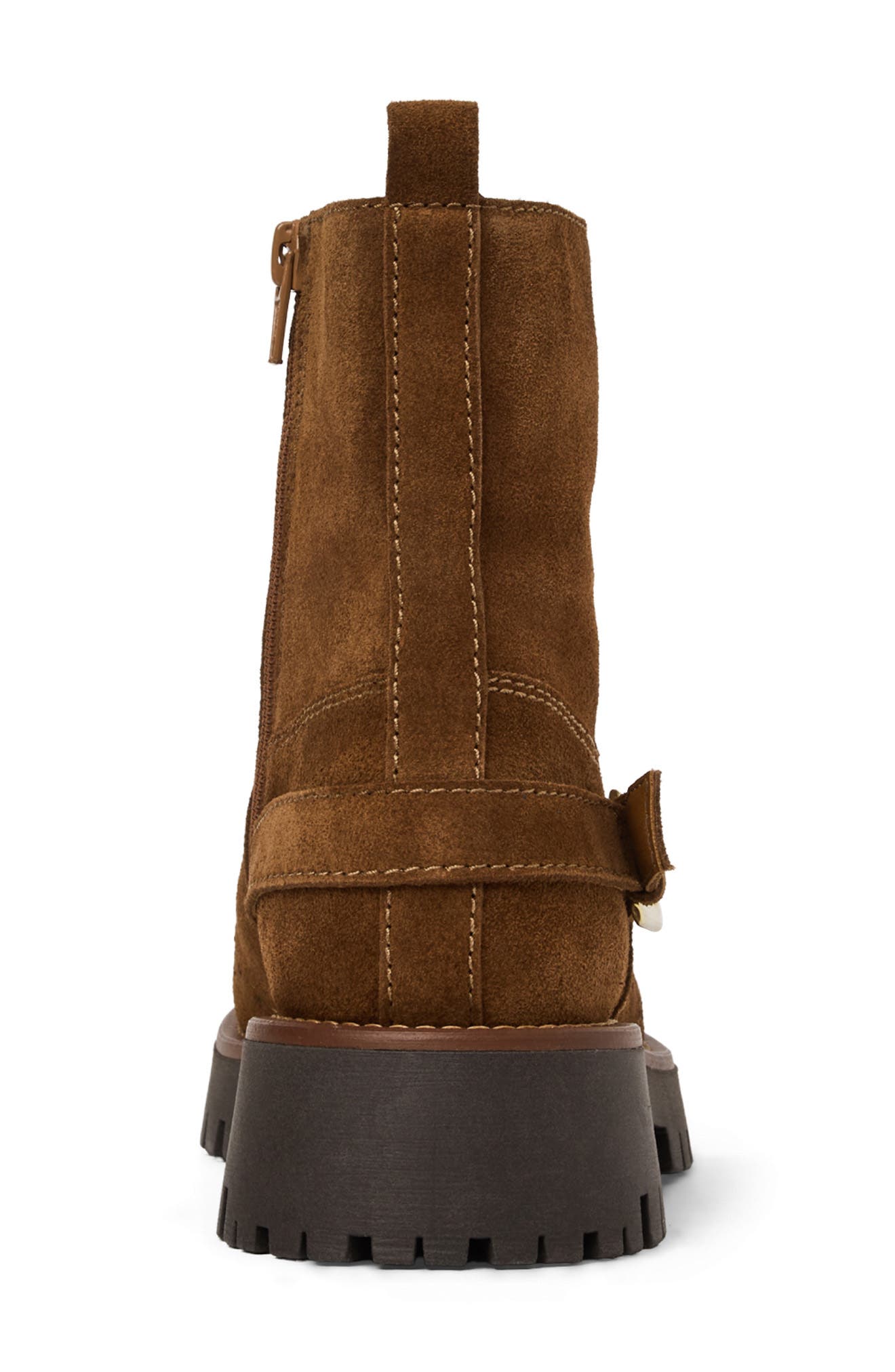 Bruno Magli Luca Lug Sole Suede Moto Boot, Alternate, color, Brown Suede
