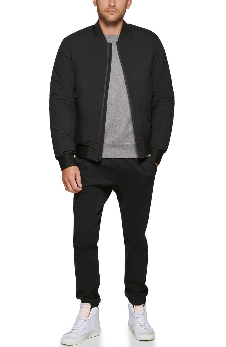 DKNY Stretch Bomber Jacket, Alternate, color, Black
