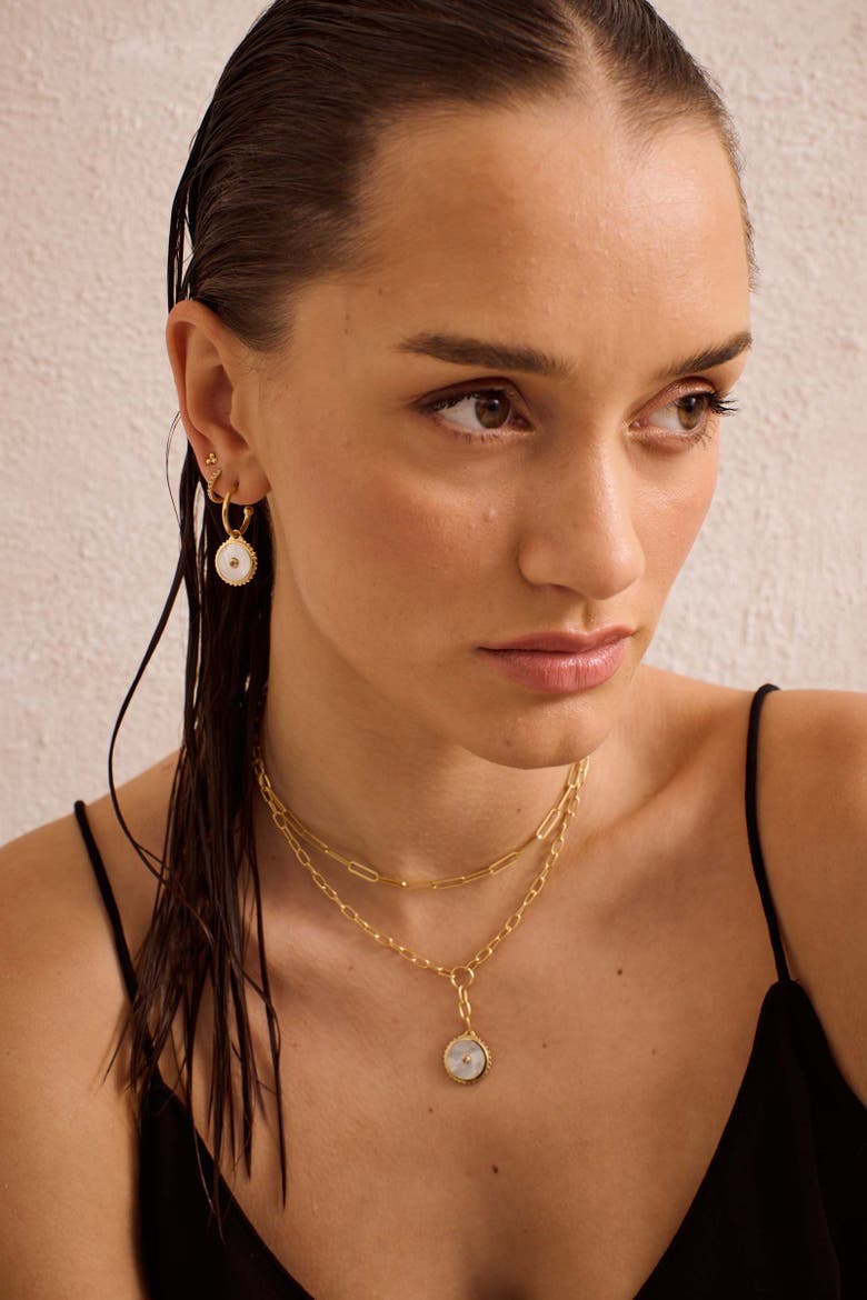 Halcyon Shield Drop Necklace, Alternate, color, Yellow Gold