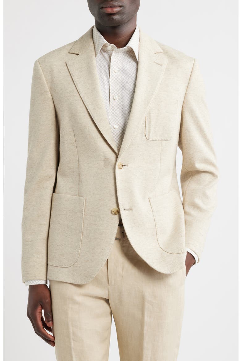 Henrik Trim Fit Tan Mélange Knit Sport Coat, Main, color, TAN SUTTON BIRDSEYE