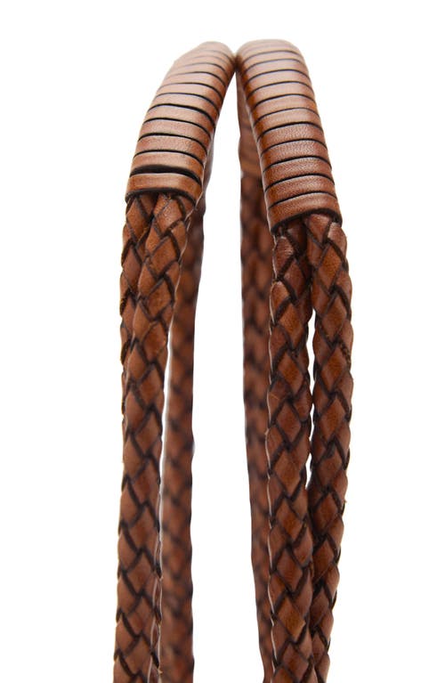 Mango Braided Leather Shoulder Bag In Brown