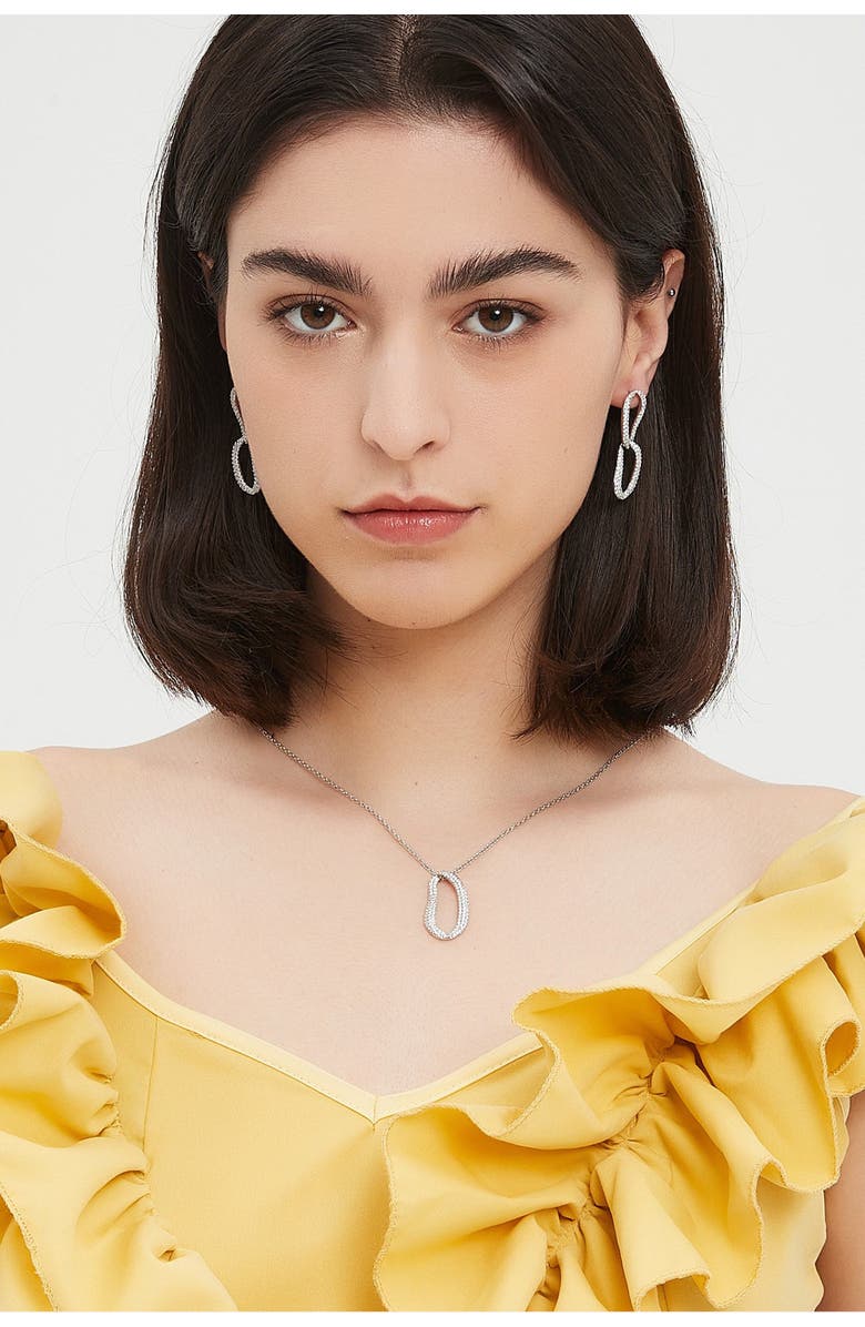 Classicharms Infinity Pavé Irregular Hoop Pendant Necklace, Alternate, color, Silver