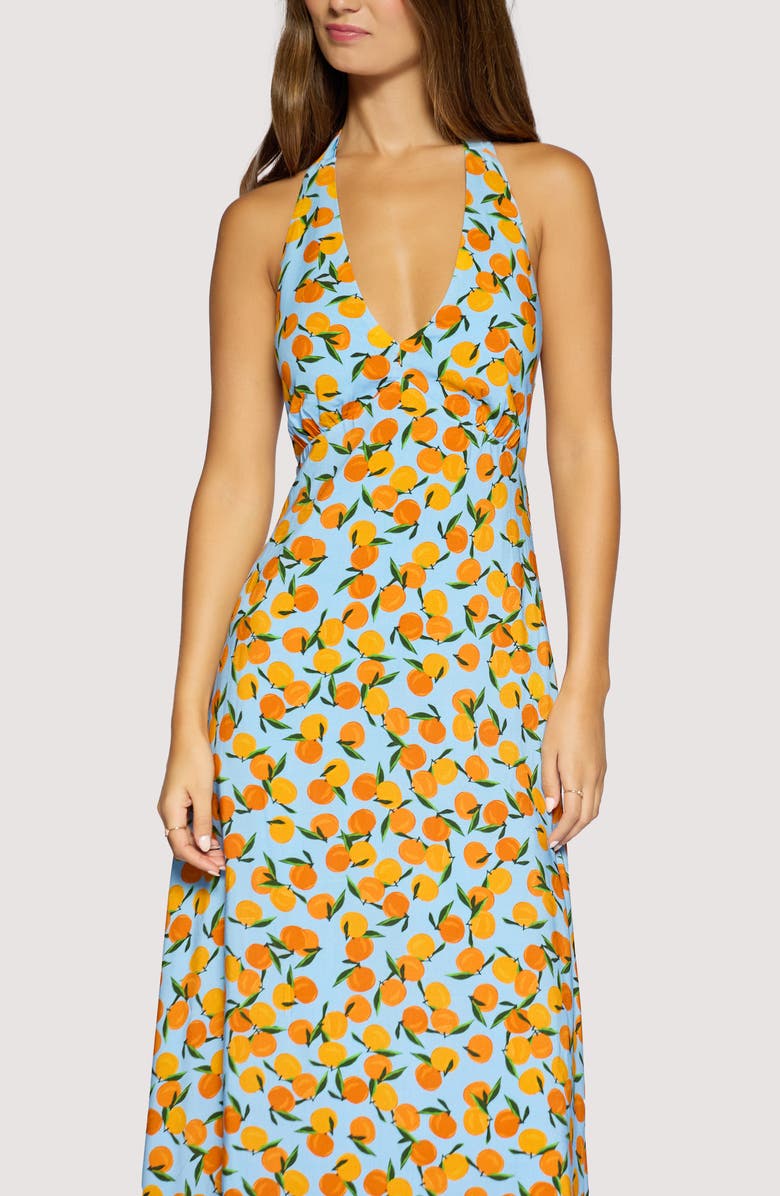 Lost + Wander Citrus Soirée Halter Neck Dress, Alternate, color, Blue Orange
