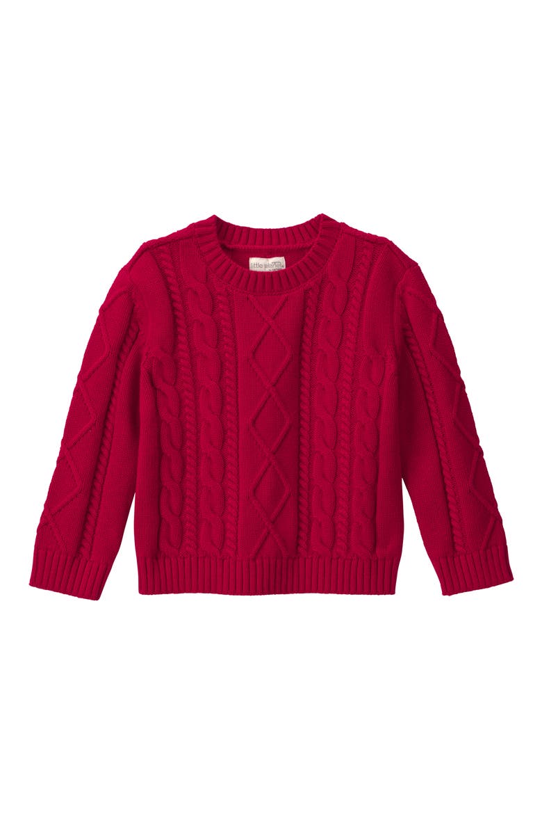 Kids' Organic Cotton Cable Knit Sweater, Main, color, RED