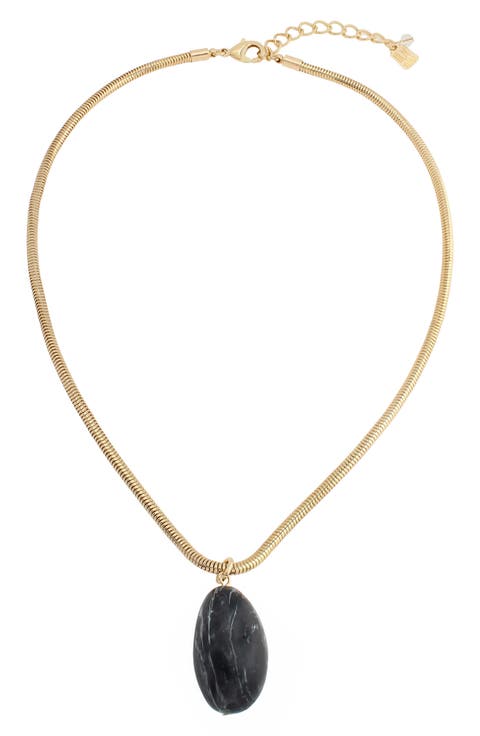 Semiprecious Stone Snake Chain Necklace