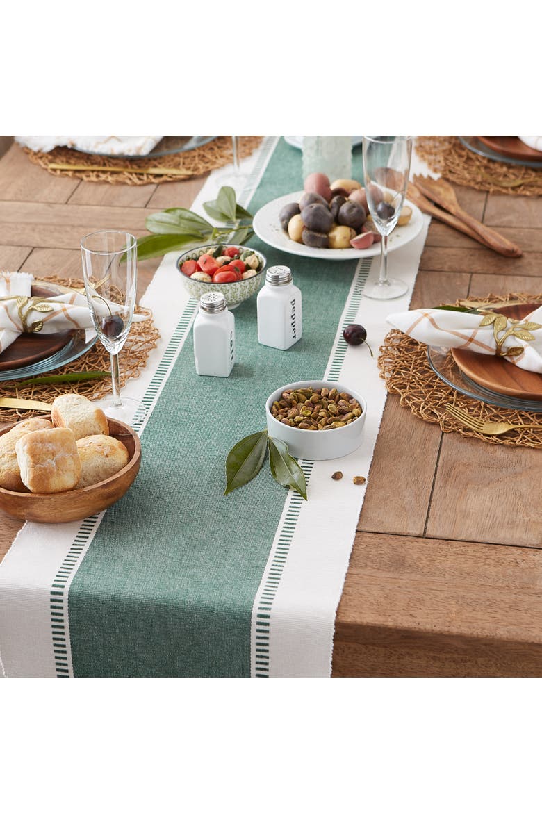 Dobby Stripe Ribbed Table Runner, Alternate, color, Dark Green
