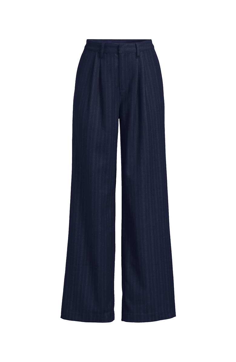 Lands' End Brushed Flannel Mid Rise Wide Leg Trousers, Alternate, color, 