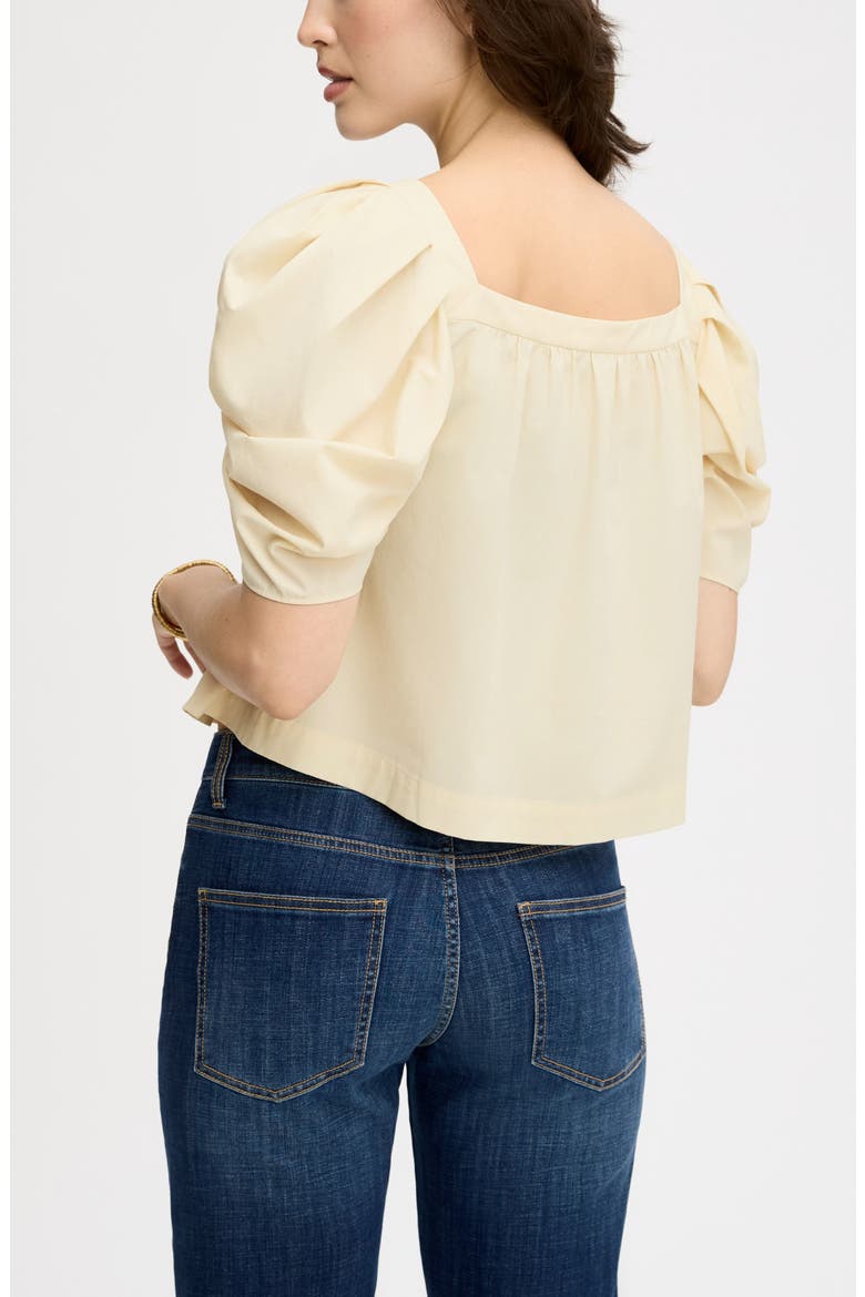Puff Sleeve Square Neck Top, Alternate, color, ALMOND