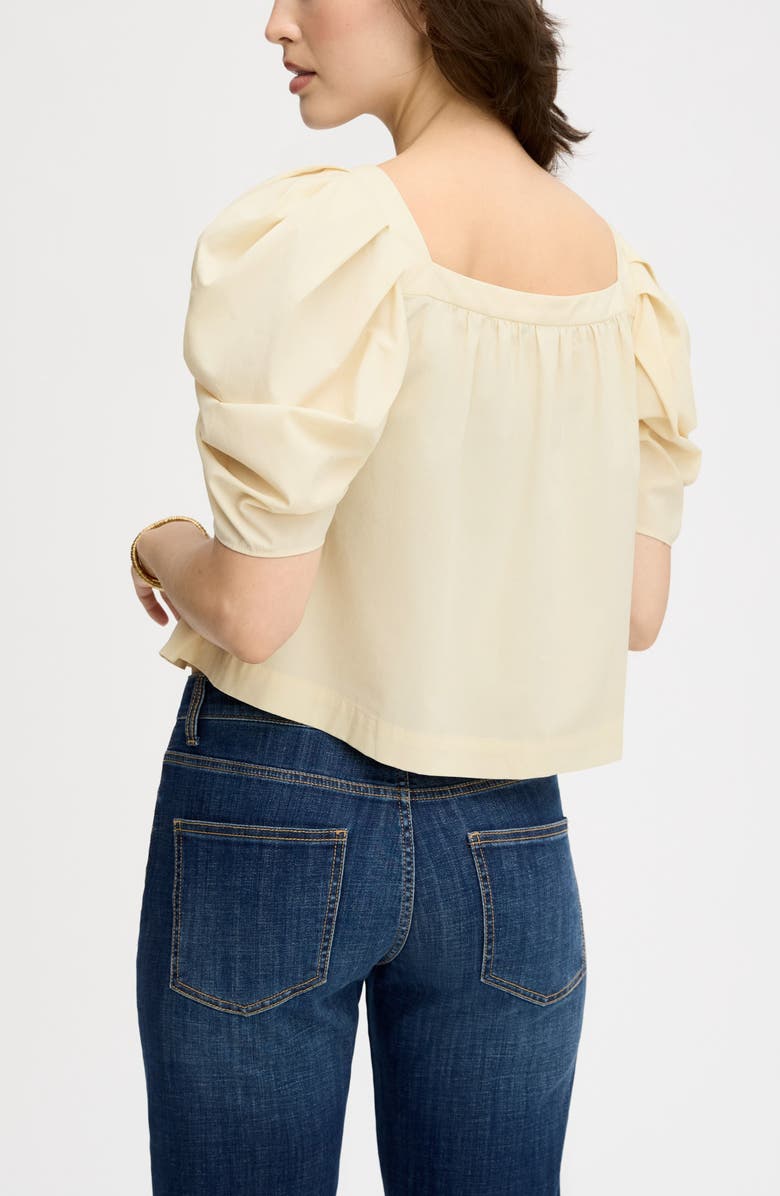 Sam Edelman Puff Sleeve Square Neck Top, Alternate, color, Almond