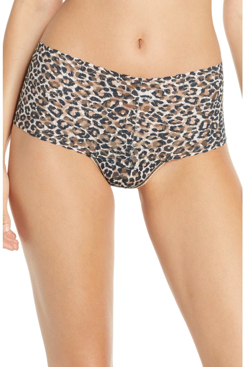 Classic Leopard Retro Thong, Main, color, BROWN/ BLACK