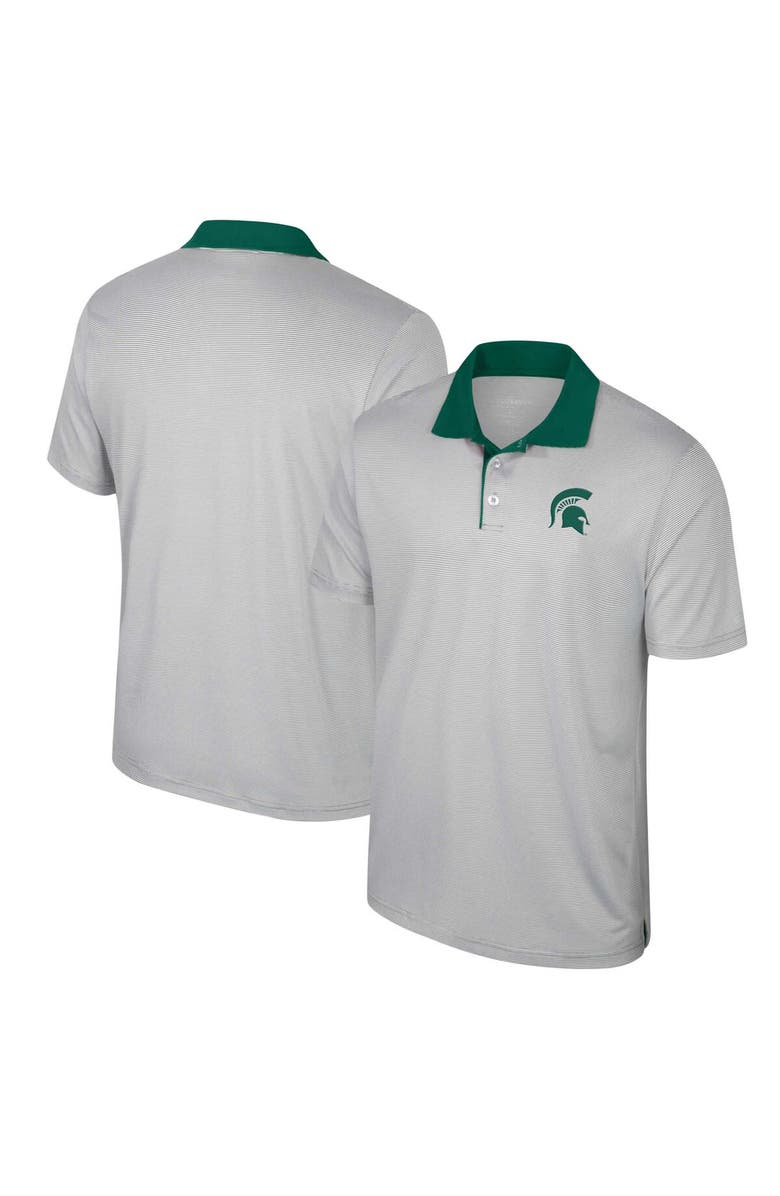 COLOSSEUM Men's Colosseum Gray Michigan State Spartans Big & Tall Tuck Striped Polo, Alternate, color, Gray