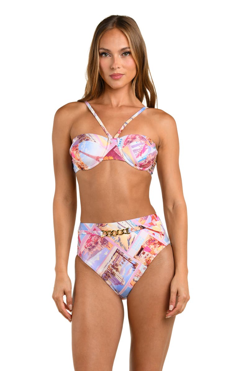 L'AGENCE Alexandria Postcard Print Underwire Bikini Top, Alternate, color, Pink Multi