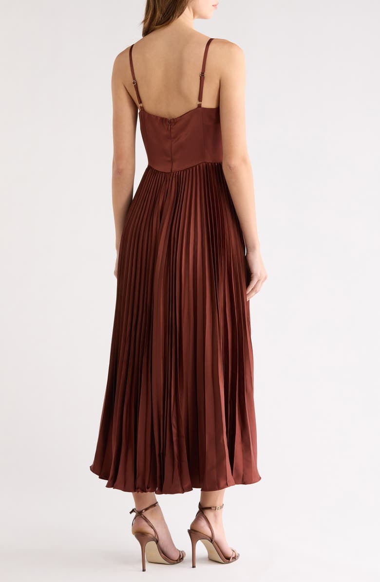 ASTR the Label Elyssa Bustier Pleated Satin Dress, Alternate, color, Rust Brown