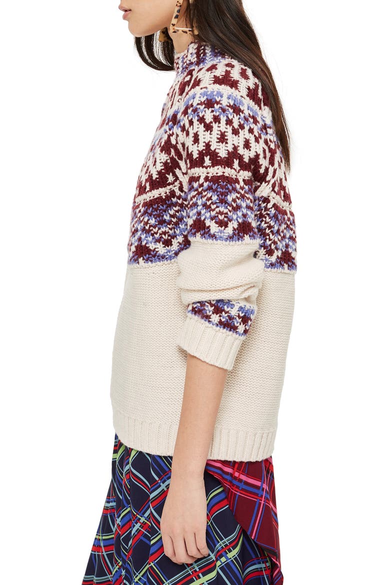 Reverse Fair Isle Sweater, Alternate, color, OATMEAL MULTI
