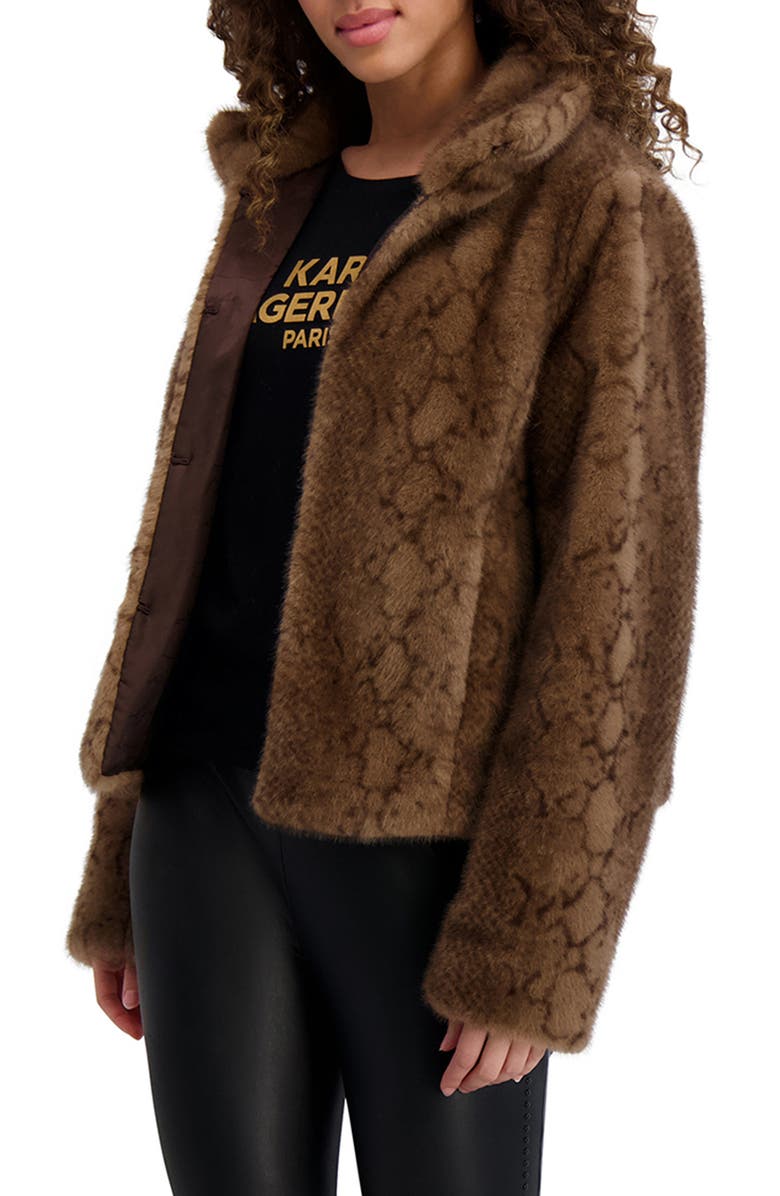 KARL LAGERFELD Faux Fur Jacket, Alternate, color, Brown Multi